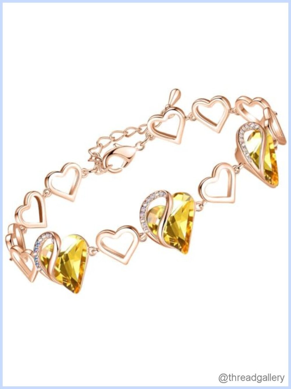 18K Rose Gold Plated Heart Charm Link Bracelet Gift for Mom Wife